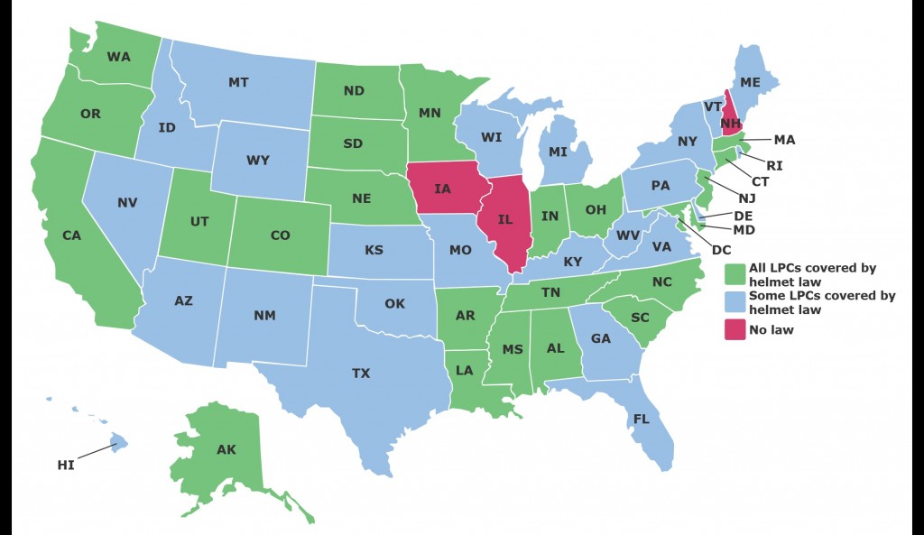 Motorcycle Helmet Law States Map Map With States